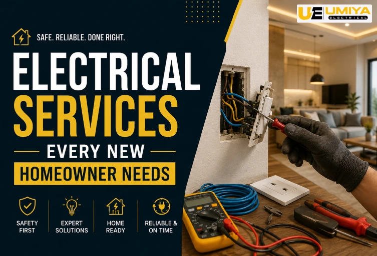 Electrical services for new homeowners in Auckland, featuring a modern residential home and electrical equipment.